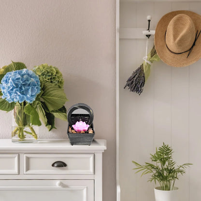 Desktop Water Fountain LED Indoor Decorative Fountain Creative Craft Home Decor Small Waterfall Fountains Zen Meditation Fountai