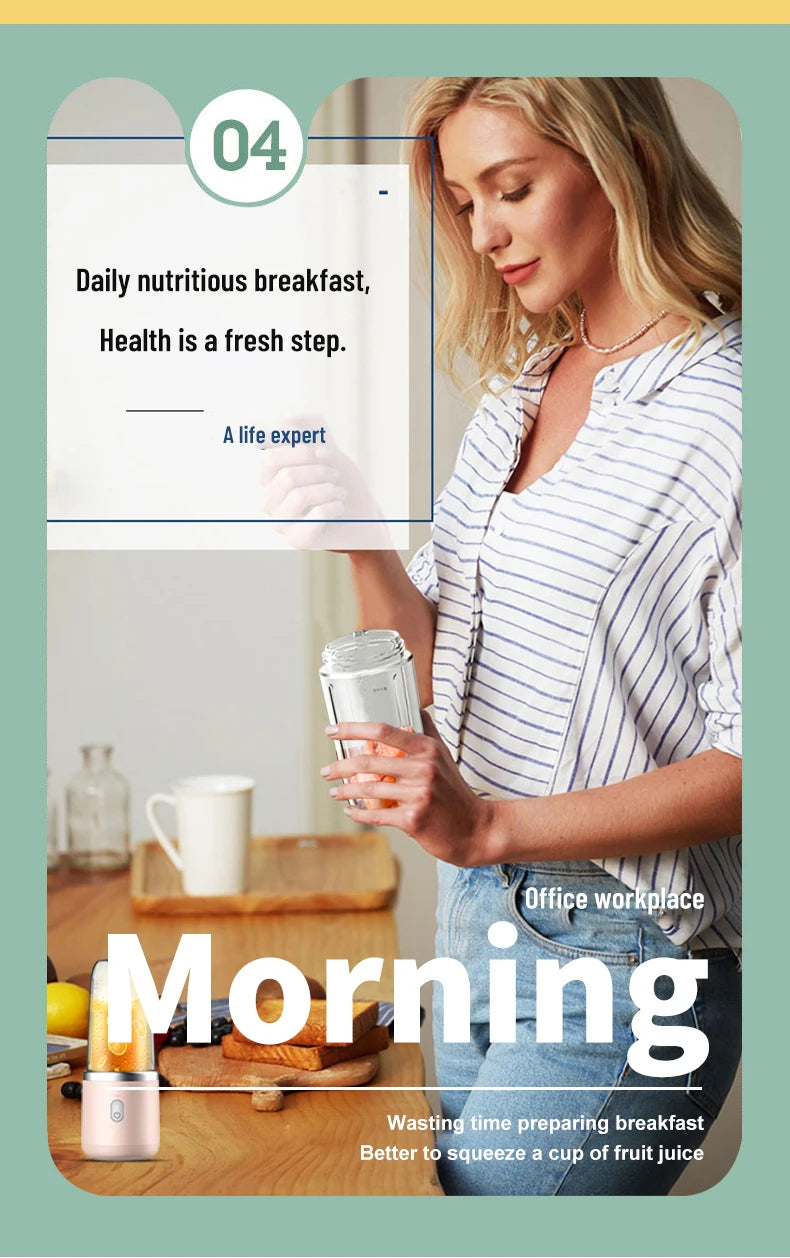 Portable Fruit Juice Blenders Summer Personal Electric Mini Bottle Home USB 6 Blades Juicer Cup Machine For Kitchen