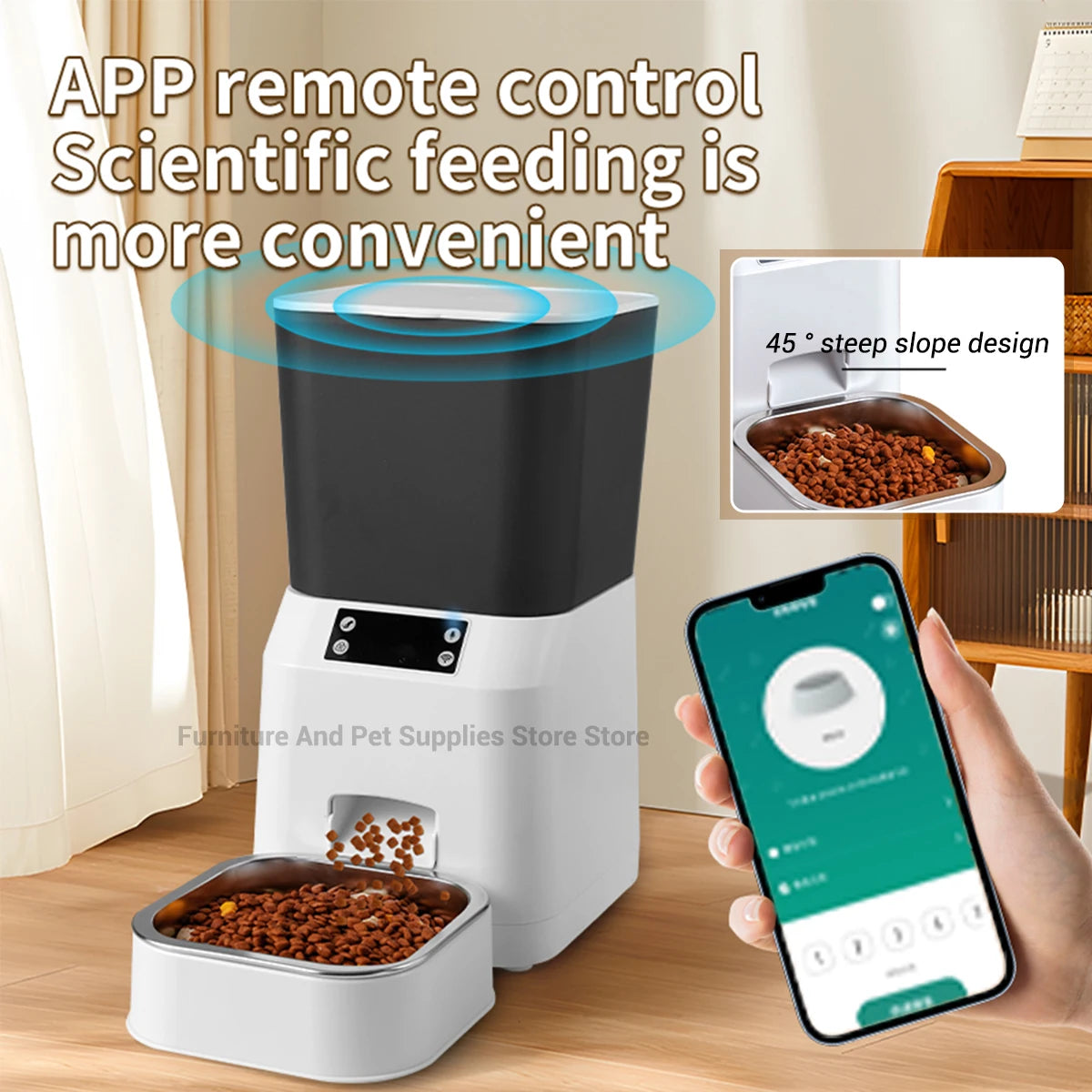 4.5L Smart pet feeder automatic cat feeder dog slow feeder timed and quantified automatic cat food dispenser cat and dog bowl