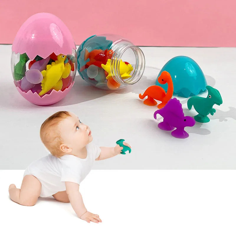 Baby Bath Toys Bathroom Suction Cup Set Soft Animal Dinosaur Building Blocks Children Funny Toy Parent-child Interactive Game