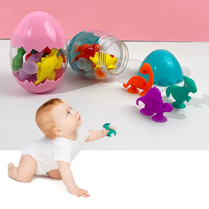 Baby Bath Toys Bathroom Suction Cup Set Soft Animal Dinosaur Building Blocks Children Funny Toy Parent-child Interactive Game