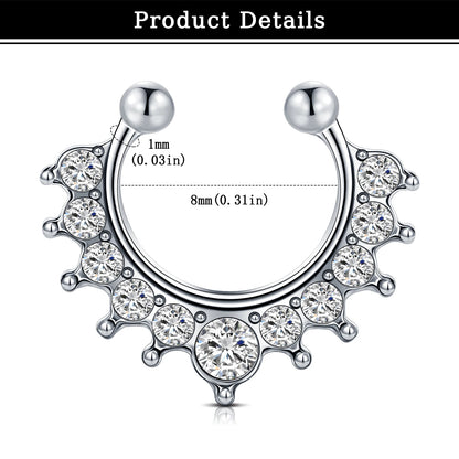 12Pcs/Set Fake Ear Ring Magnetic Studs Faux Non Pierced Ear Ring Ear Cuff No Piercing Magnetic Nose Studs CZ Dia 3/4/5mm