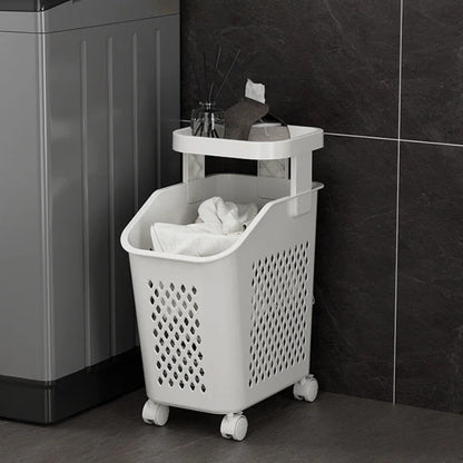 Multilayer Laundry Storage Basket Wheels Pp Plastic Laundry Baskets With Wheel Household Sundries Bathroom Toilet Storage Rack