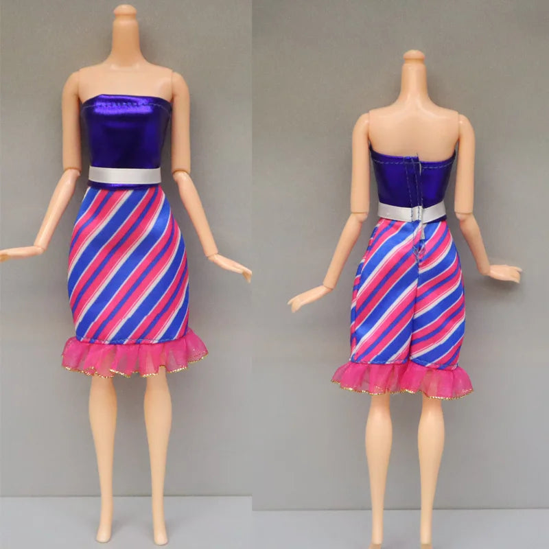 28pcs Fashion Dolls Accessories =1 Gown +3 Dress +2 Suit +2 Swimsuit +3 Glasses +10 Shoes +7 Hanger Clothes for 11.5'' Doll Toys