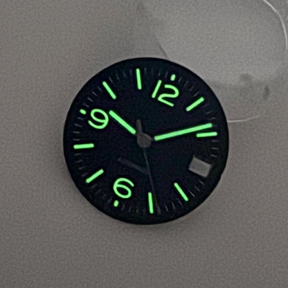 29MM Pilot Watch Dial Face for NH35 NH36 Dive Watch Mod Parts Silver Hand set Date Window Sterile Dial Plate Green Luminous