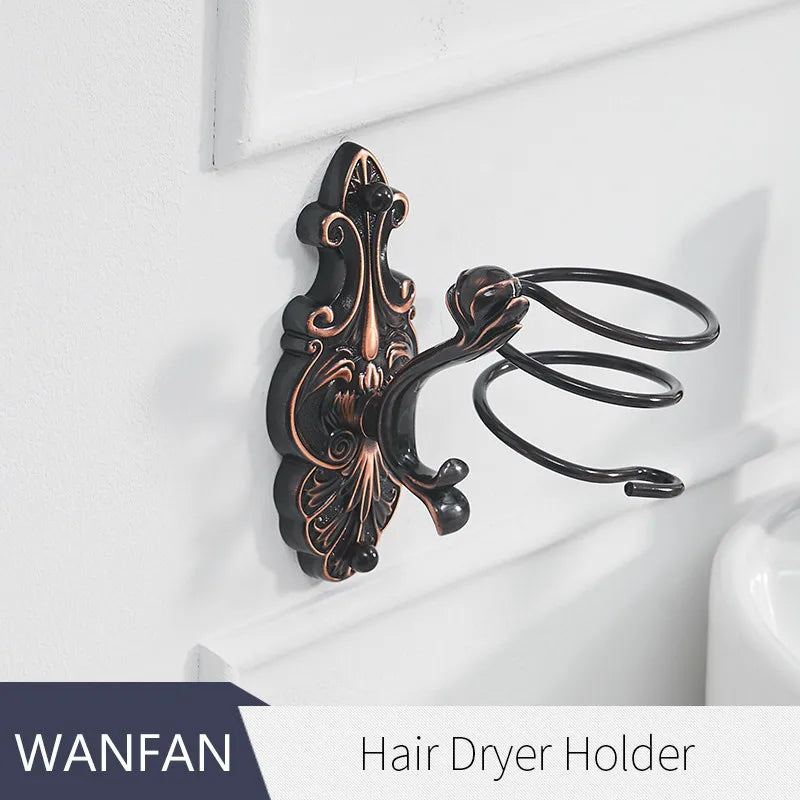 Robe Hooks European Style Brass Black Hangers For Clothes Towel Rack Clothes Hook Home Decoration Bathroom Hardware Set WF-88801