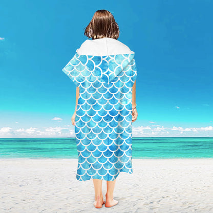 Beach Towel with Hood for Men and Women Hooded Towels Bath Robe for adult Quick Dry Lightweight Soft Microfiber Poncho Swim Robe