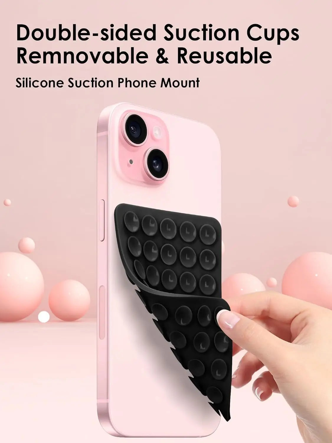 Heart Shape Double Sided Phone Suction Holder, Multi-Purpose Silicone Suction Cup Phone Mount Phone Case Sticky Phone Grip