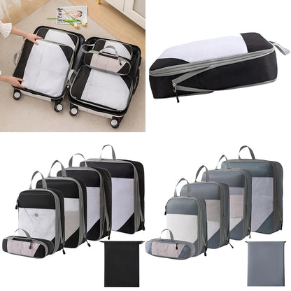 Set/6Pcs Compressible Packing Travel Storage Bag Cubes Waterproof Suitcase Portable Luggage Organizer With Handbag Packing Bag