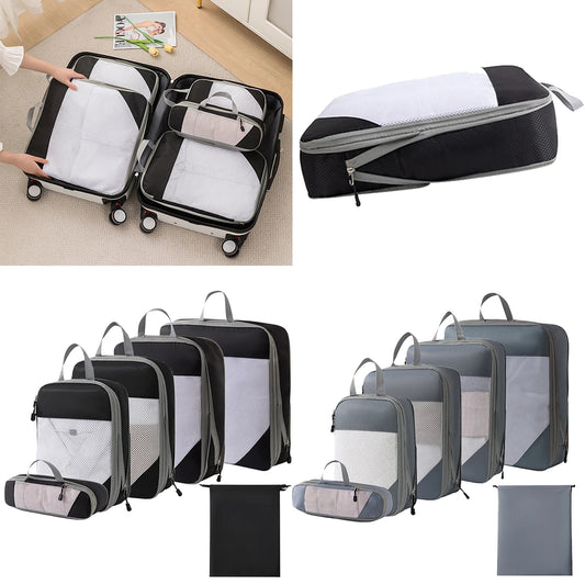 Set/6Pcs Compressible Packing Travel Storage Bag Cubes Waterproof Suitcase Portable Luggage Organizer With Handbag Packing Bag