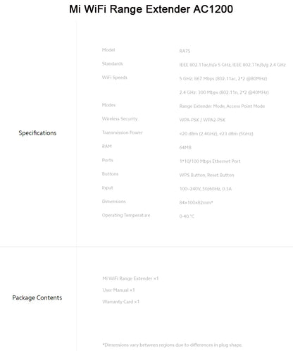 New Global Version Xiaomi Mi WiFi Range Extender AC1200 2.4GHz And 5GHz Band 1200Mbps Ethernet Port Amplifier WiFi Signal Router