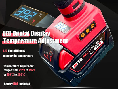 Upgraded 100W Cordless Glue Gun for Milwaukee 18V Battery,  Digital Temperature Adjustable Full Size Heavy Duty with 10 Sticks