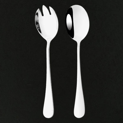 2Pcs Silver Stainless Steel Salad Spoon Fork Salad Server European Style Salad Dinnerware Cutlery Set Kitchen Tool Accessories