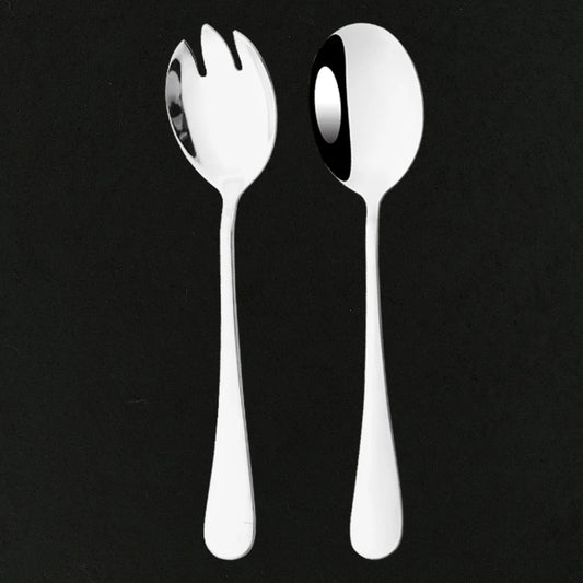 2Pcs Silver Stainless Steel Salad Spoon Fork Salad Server European Style Salad Dinnerware Cutlery Set Kitchen Tool Accessories