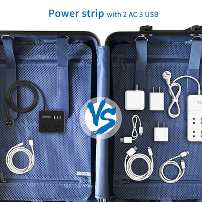 Power Strip US Plug 2 Outlets With 3USB Ports 15FT Extra-long Extension Cord（1.5/3/4.6 Meter）Smart USB Charger for Travel/Home