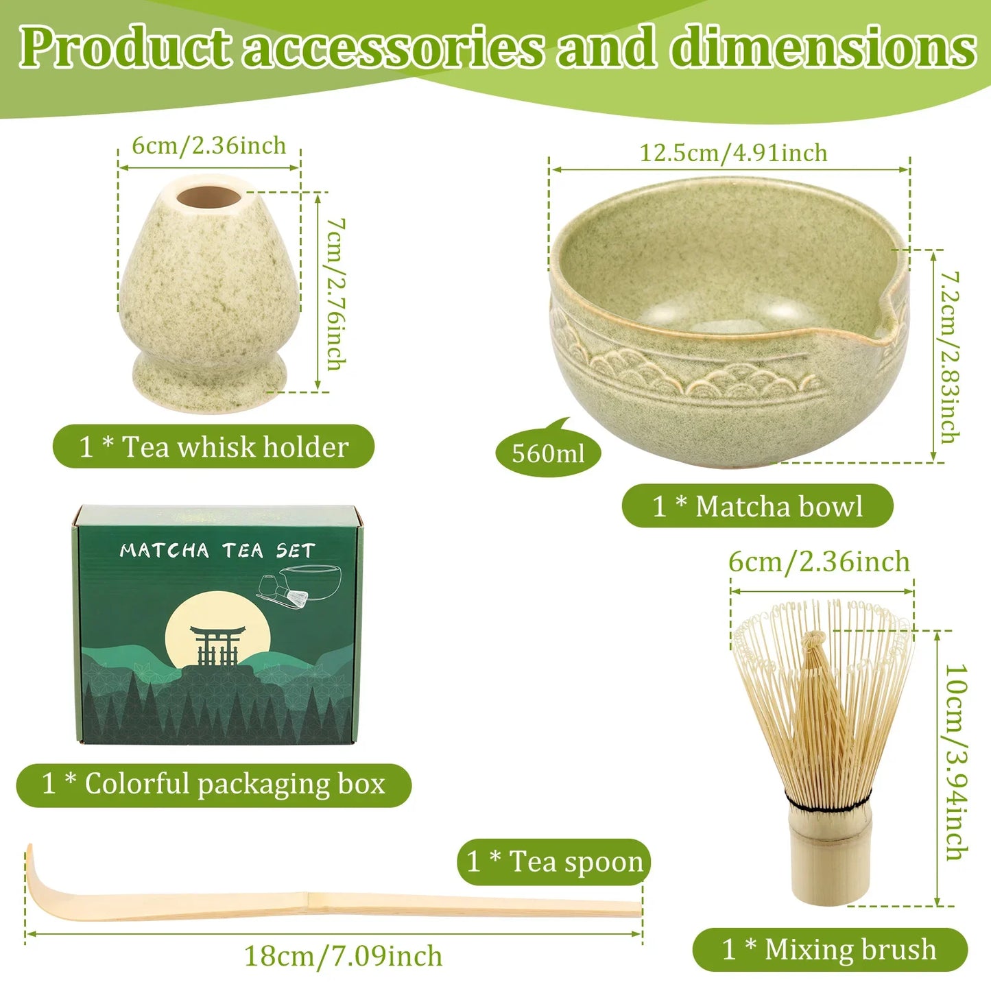 5Pcs Matcha Set Elegant Matcha Tea Set Includes Matcha Bowl Matcha Whisk Holder Bamboo Matcha Whisk and Scoop for Tea Lovers