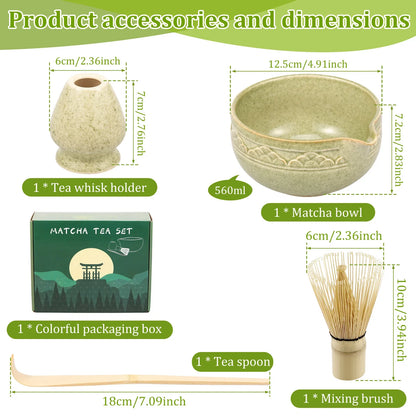 5Pcs Matcha Set Elegant Matcha Tea Set Includes Matcha Bowl Matcha Whisk Holder Bamboo Matcha Whisk and Scoop for Tea Lovers