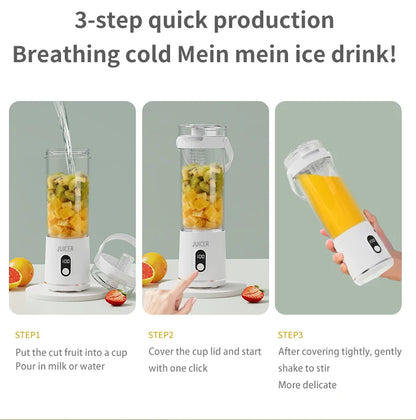 Portable Juice Blender 600ml 12 Blades Fast Blending USB Rechargeable For Outdoor Milkshake Smoothie Electric Juicing Cup