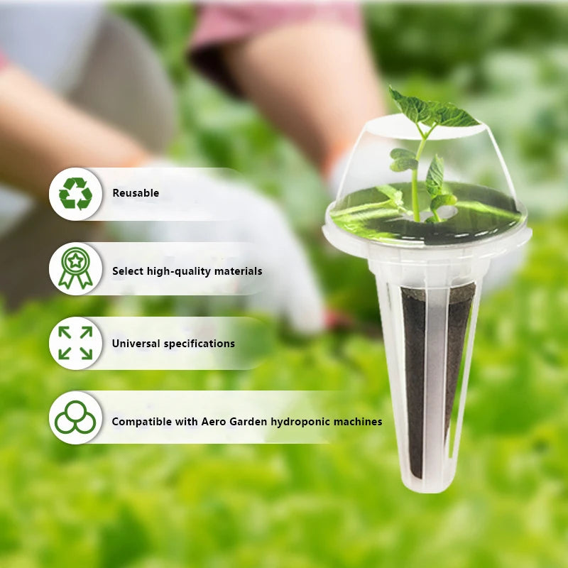 40Pcs Hydroponic Garden Accessories Pod Kit Including Grow Baskets Transparent Insulation Lids Plant Grow Sponges Labels