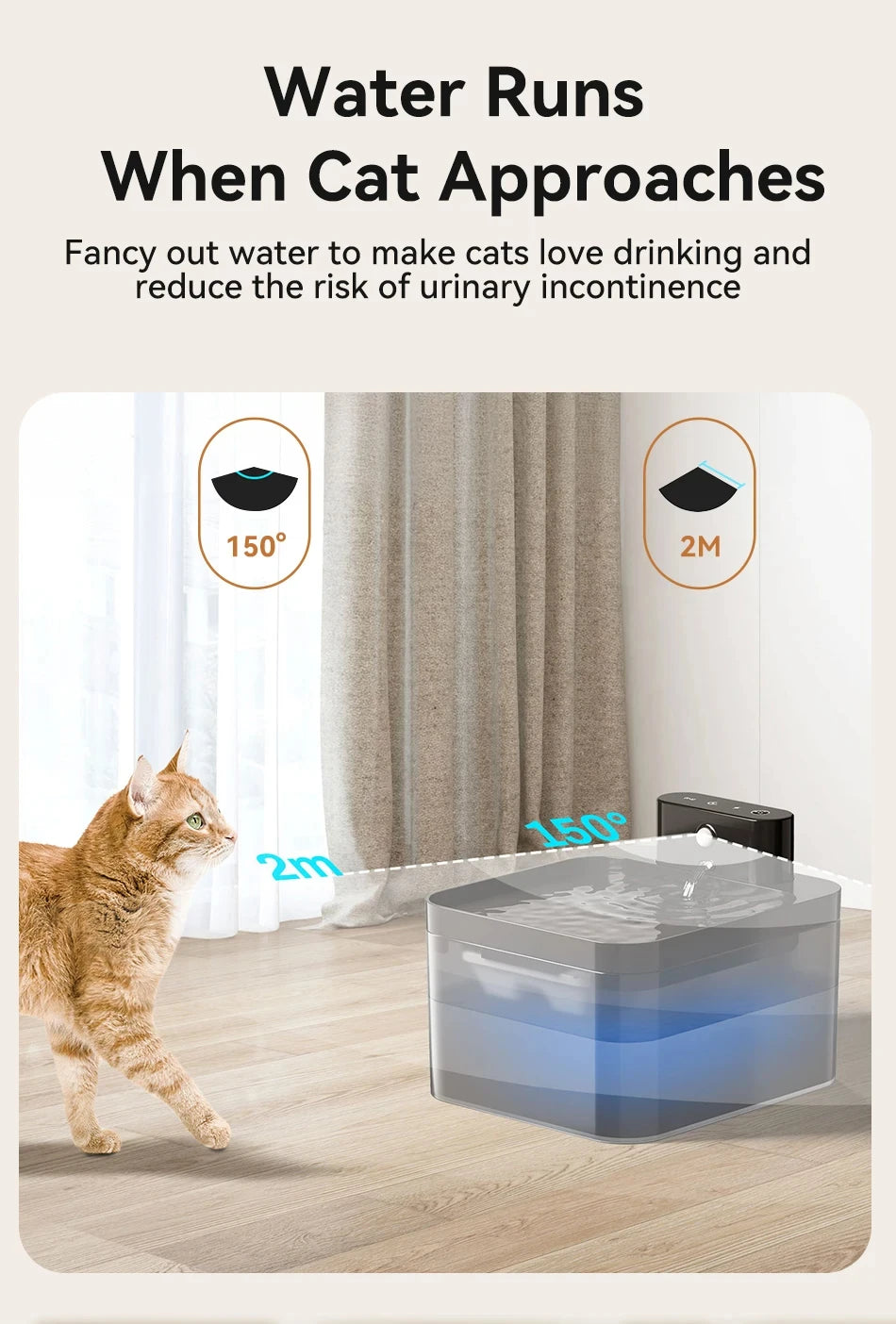 Wireless Automatic Cat Water Fountain 2600mAh Pet Water Dispenser For Dog Cat Infrared Sensor Smart Pet Drinkier Fountain
