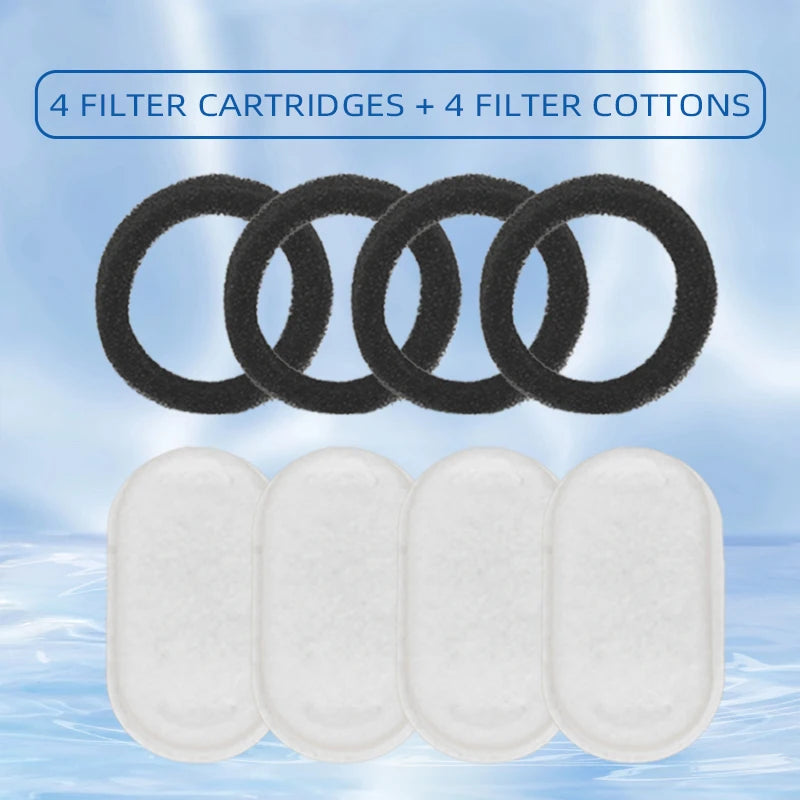 Cat water foundation 108oz/3.2L stainless steel cat drinking fountain 4 carbon filters+4 foam filters replaceable filters