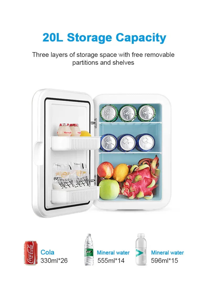 6L Mini Car Refrigerator 12V DC 220V AC Electric Portable Beauty Cooler Warmer Car Mini Fridge Ice Box for Home Camping Travel