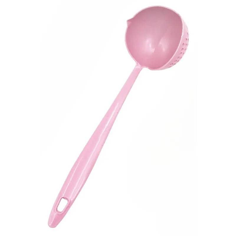 2 in 1 Creative Soup Spoon Long Handle Spoon Creative Spoon Strainer Spoon Cooking Tools Kitchen Wheat Straw Soup Spoon