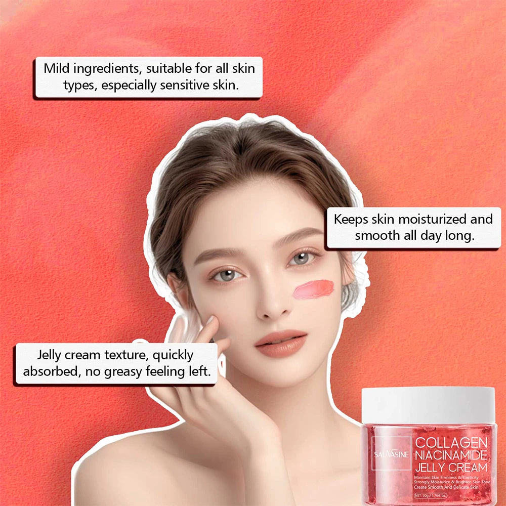 Collagen Jelly Cream Strengthen Skin Barrier 24h Glow & Lifted Moisturize Brighten Skin Niacinamide Hydrolyzed Collagen Gel