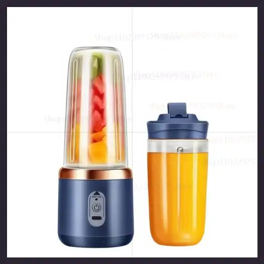 Double Cup Portable Fruit Juice Blender 6 Blades USB Rechargeable Wireless Juicer Machine 400ml Personal Juice Extractor