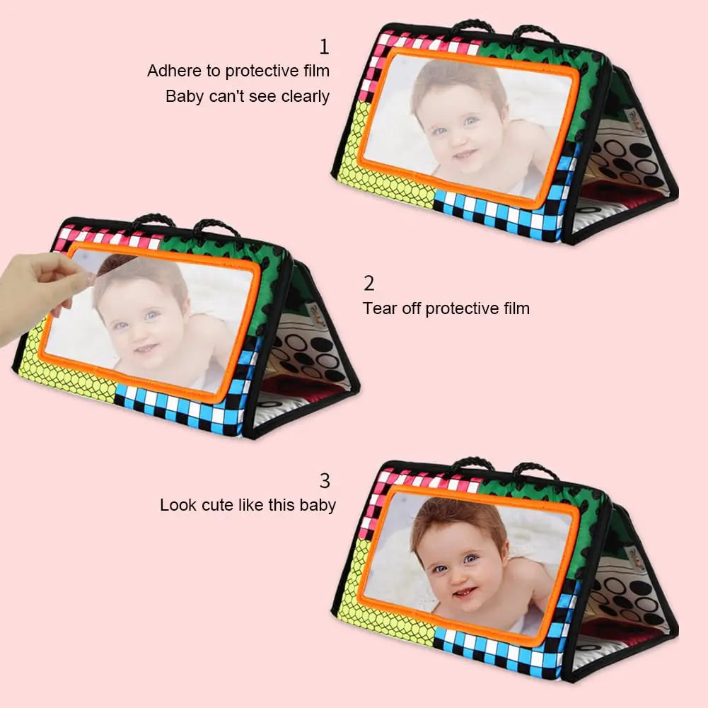 Baby Tummy Time Black and White Newborn Mirror Toys for Babies Montessori Development Crawl High Contrast Activity Sensory Toy