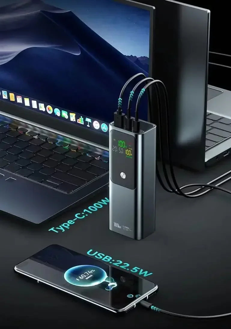 New PD100W Fast Charging Power Bank 20000mAh High Capacity Portable Charger External Spare Battery Laptop Powerbank for IPhone