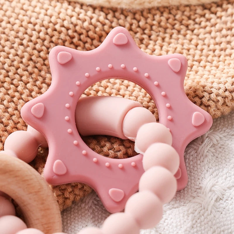 Baby Silicone Teethers Rattle Toys Newborn Chew Food Grade Teethers Training Bed Toy Baby Silicone Soothing Toy Accessories Gift