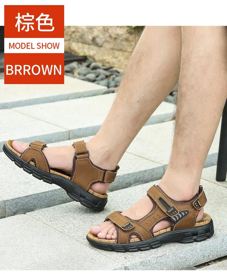 Summer Men's Sandals 2024 Trending Adult Men's Sandal Original Brands Shoes Man's Leather Sandal Sandals for Boy Trend Designer