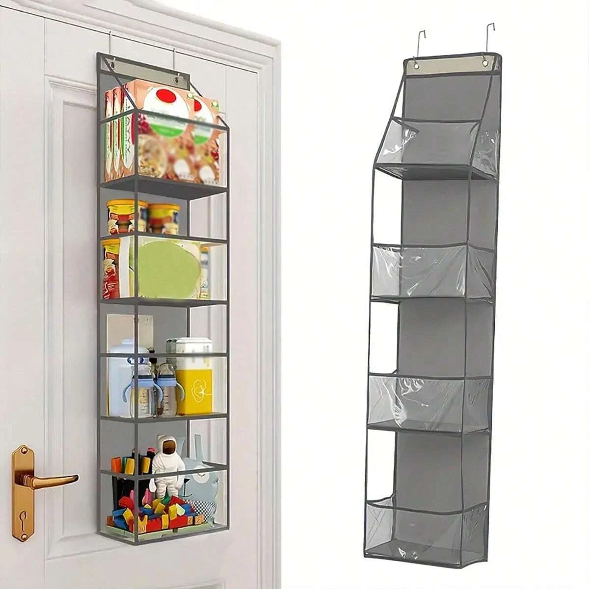 1pc/2pcs - Over-the-Door Organizer – Versatile, Foldable, Clear Wall-Mounted Storage Solution for Home Organization