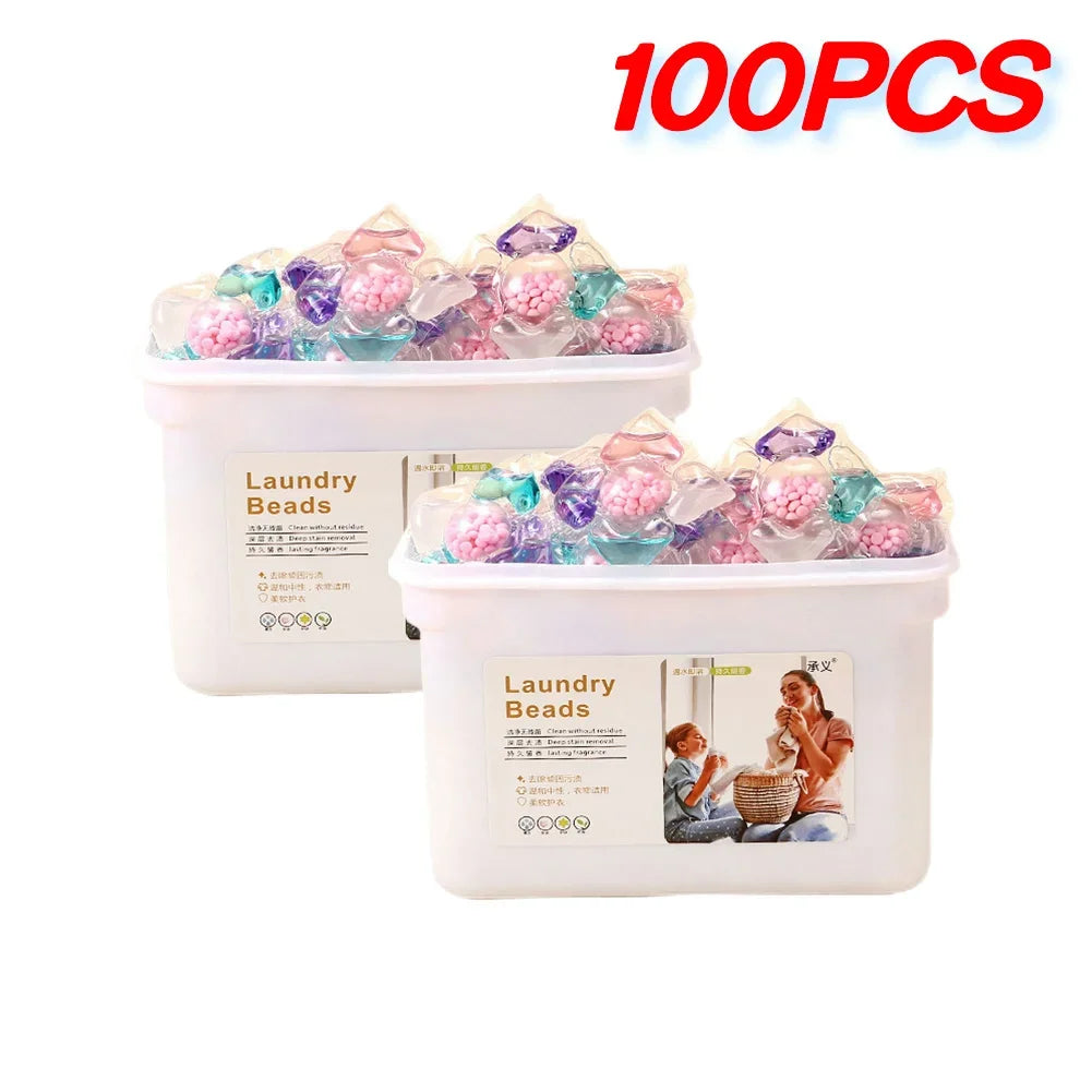 50-150Pcs 5 in 1 Beads Detergent Liquid Capsule Ball Multi-purpose Strong Detergent Laundry Cleaning Capsules for Home Dormitory