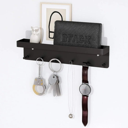 Key Holder Wall Mount Key Holder Wall Mount Adhesive with Mail Organizer Tray with 6 Key Hooks for Wall