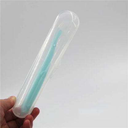 Baby Soft Silicone Spoon Soft Head Soup Spoon Baby Eating Training Spoon and Storage Box Feeding Tableware Set