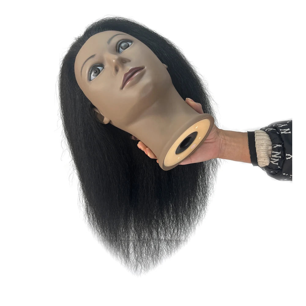 18 Inch Headdoll Mannequin Head 100% Real Human Hair for Cosmetology Manikin Doll Head Hairdresser Hairstylist Training Practice