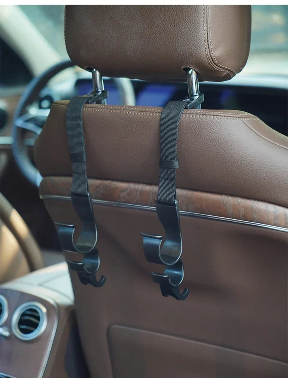 2pcs Car Back Seat Hook Multi-function Rear Seat Headrest Hanging Hook Umbrella Holder Seat Back Storage Interior Organizer