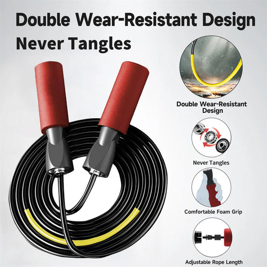 1PCS Bearing Jump Rope Wear-resistant Adjustable Rope Length Sponge Handle Is Suitable for Fitness Training and Agile Training