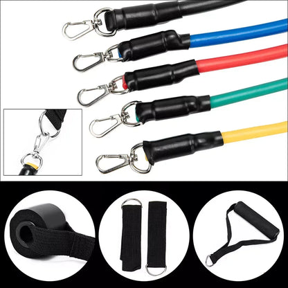 11Pcs TPE Resistance Band Set Fitness Band Pull Rope Elastic Training Band With Door Anchor Handles Carry Bag Legs Ankle Straps