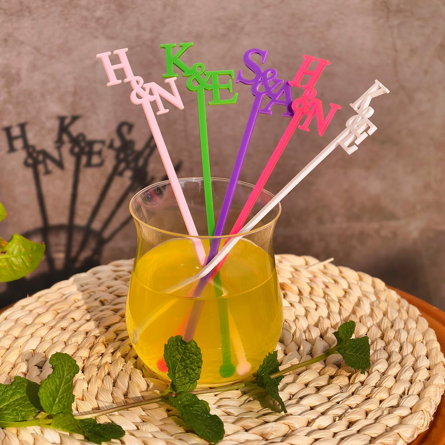 Customized Wedding Cocktail Stirrers Letter Cut Cocktail Swizzle Sticks Table Decor Personalized Acrylic Party Drink Stirrers