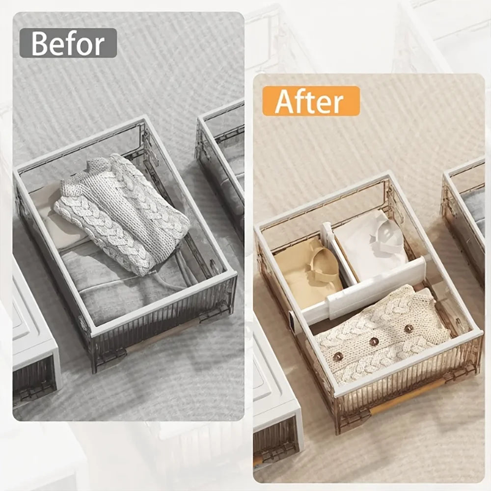 1/4/5 Drawer Dividers Plastic 5 High, Adjustable Drawer Organizers Clothes, Expandable Dresser Separators in Bedr