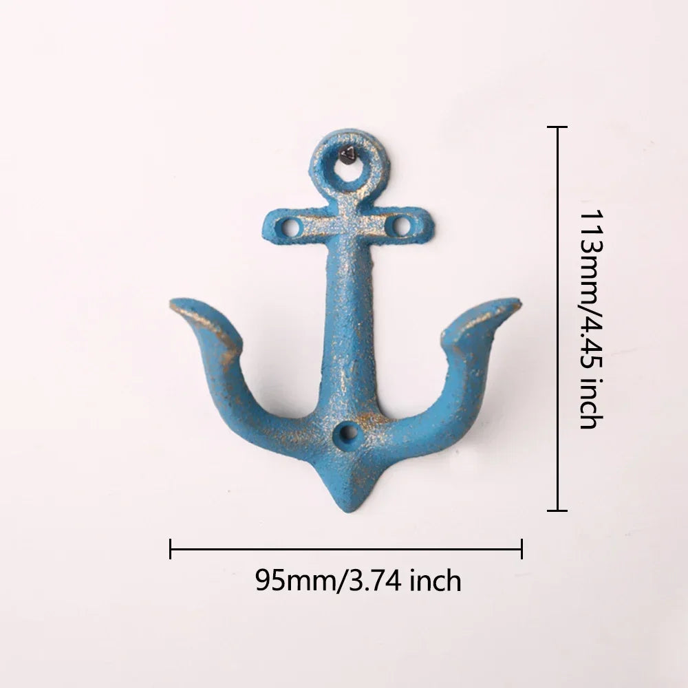 Cast Iron Nautical Anchor Wall Hooks Coastal Theme Decorative Hooks Towel Hanger Jacket Holder Unique Key Hooks Backpack Racks