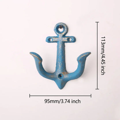 Cast Iron Nautical Anchor Wall Hooks Coastal Theme Decorative Hooks Towel Hanger Jacket Holder Unique Key Hooks Backpack Racks