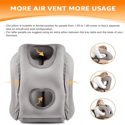 New Pattern Inflatable Travel Pillow Portable Chin Support Neck Pillow for Airplane Car Bus Train Office Nap Rest Support Pillow