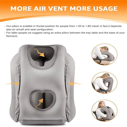New Pattern Inflatable Travel Pillow Portable Chin Support Neck Pillow for Airplane Car Bus Train Office Nap Rest Support Pillow
