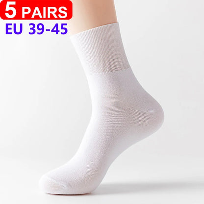 5Pairs Comfortable and Supportive Diabetic Socks for Men and Women Moisture wicking Cotton Fabric Non-binding Top Business Socks