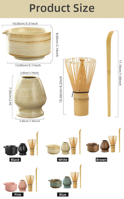 Matcha Set Japanese Tea Set Includes Matcha Bowl with Spout Matcha Whisk Holder Bamboo Matcha Whisk and Scoop Ceramic Matcha Kit