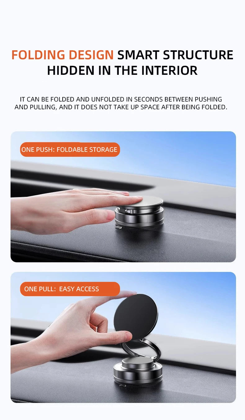 Foldable Car Phone Mount Dashboard Phone Bracket Ultra Magnetic Phone Holder 360 Degree Rotation Vacuum Suction Cup GPS Stand